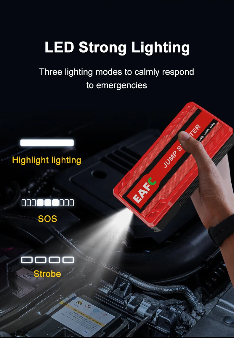 EAFC 12V Auto Starthilfe Power Bank Tragbare Auto Batterie Booster  ChargerStarting Gerät Auto Notfall Start-up Beleuchtung