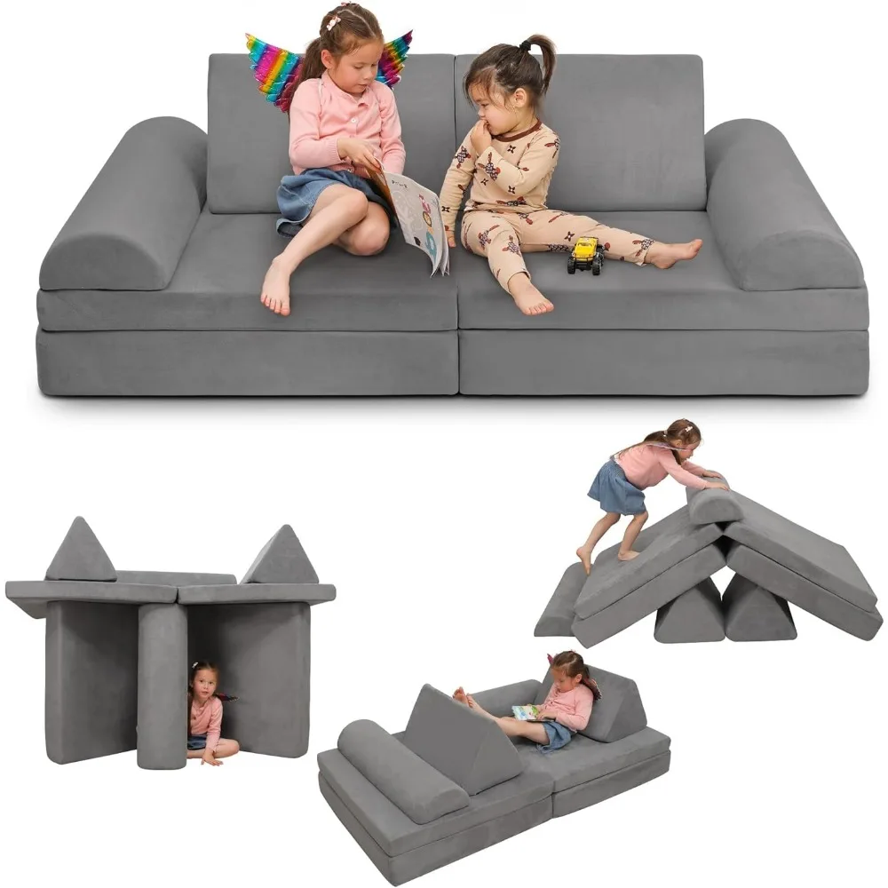 Play Couch Sofa for Kid, Modular Kids Play Couch, Kids Couch for Playroom Bedroom, Children Convertible Foam Cushion Couch 6