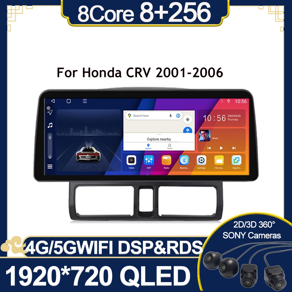 

Android 12 QLED 8+256G Car Radio For Honda CR-V CRV 2 2001 - 2006 2 Din Multimedia Video Player GPS 2din Carplay Stereo DVD