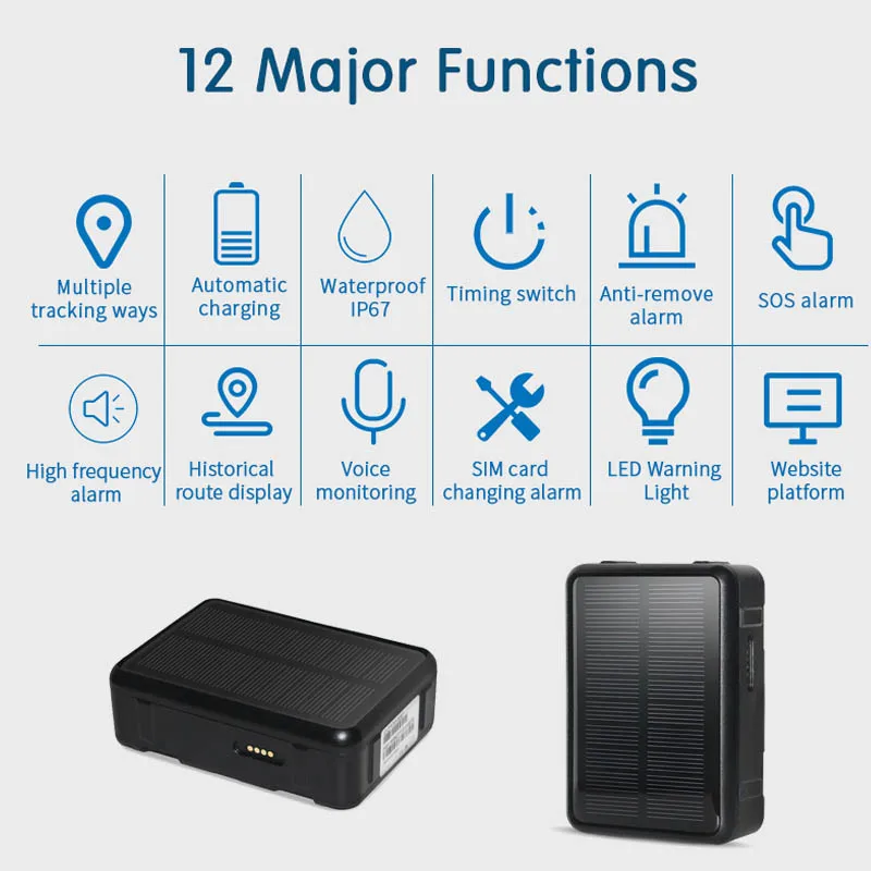 4G Car GPS Tracker for Vehicle Animal Sheep Cow Cattle V44 9000mAh Solar Power Waterproof Voice monitoring Anti-remove SOS Alarm