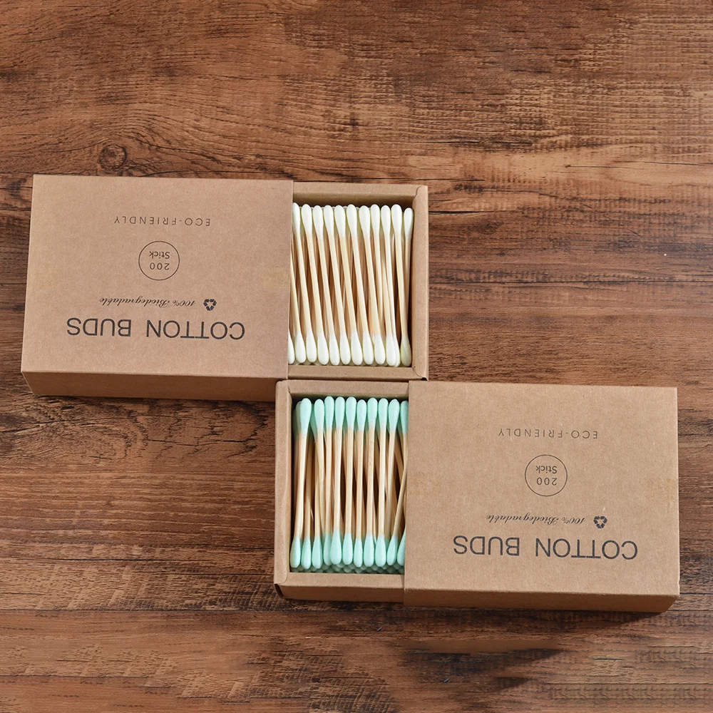 2000Pcs Color Mix Double Head Bamboo Cotton Buds Adults Makeup Cotton Swab Eco Friendly Wood Sticks Nose Ears Cleaning Tools 6