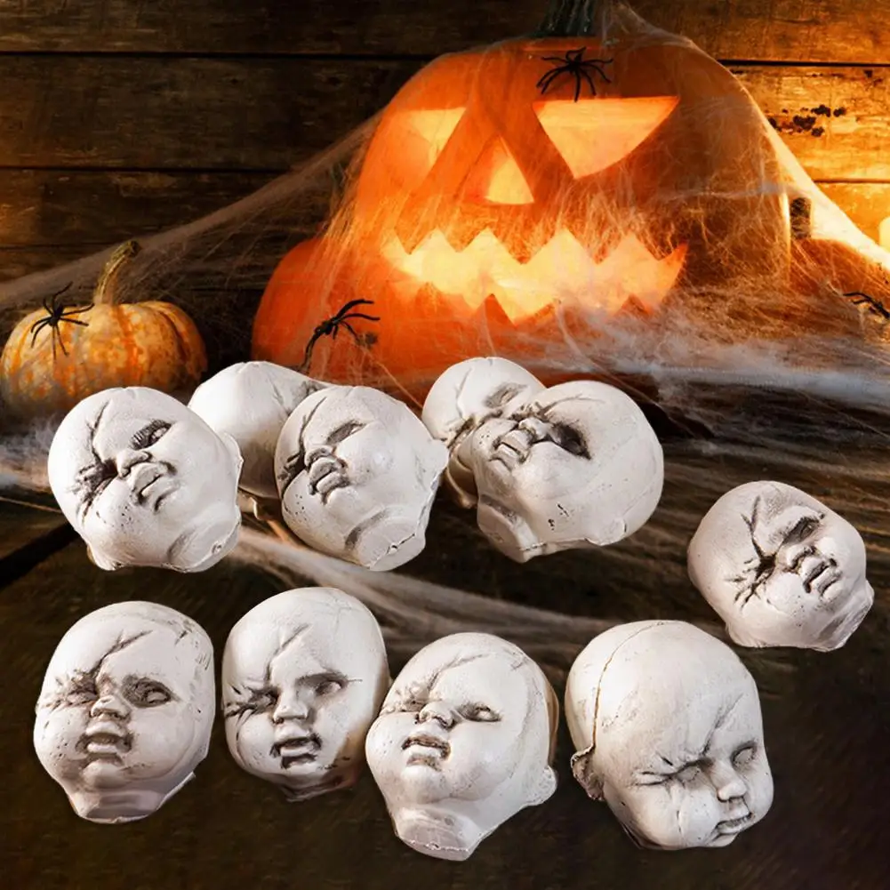 10 Stuks Halloween Baby Pop Hoofd Met Tas Enge Plastic Skelet Hoofd  Ornament Griezelige Schedel Beelden Voor Home Party Decor - AliExpress, image size:1001x1001