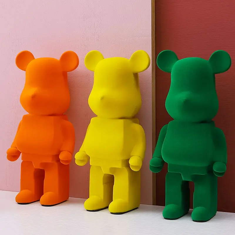 

Kawaii Home Decoration Accessories Flocking Resin Bearbrick 27cm 400% Statue Violence Bear Sculpture Figure Ornaments Room Decor