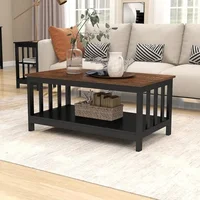 ChooChoo Farmhouse Coffee Table, Black Living Room Table with Shelf, 40 Inch 1