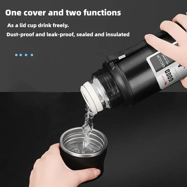 Large Capacity Stainless Steel Water Bottle With Lid Cup Coffee Vacuum Flask Outdoor Travel Thermal Cup Leakproof Thermos Bottle 5
