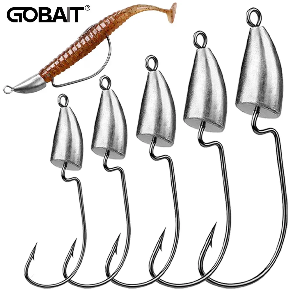 5PCS jig head métal poids 3.5g à 14g hameçon crank sharp Texas rig pêche leurre souple pesca