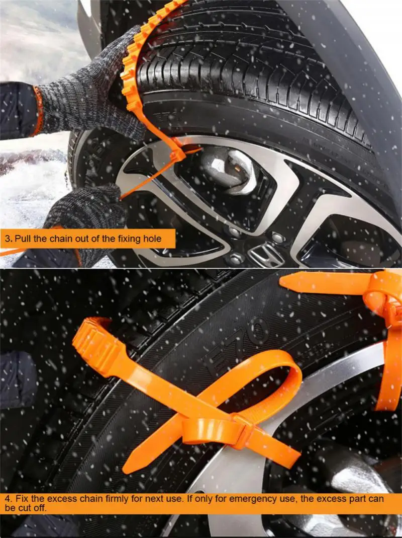 Winter Car Snow Chain Antiskid Car Motorcycle Outdoor Snow Tire Emergency Anti-Skid Tyre Chains Auto Accessories