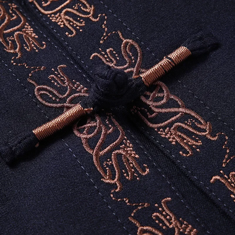Tang Suit (top + Pants) Spring and Autumn Elderly People Door Flaperon Embroidery Father Men's Hanfu Chinese Style Suit 5