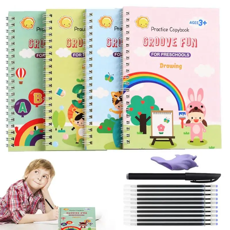 Practice Copybook For Kids Grooved Handwriting Book Practice Kindergarten Letter Number Math Drawing Tracing Workbooks For Kids