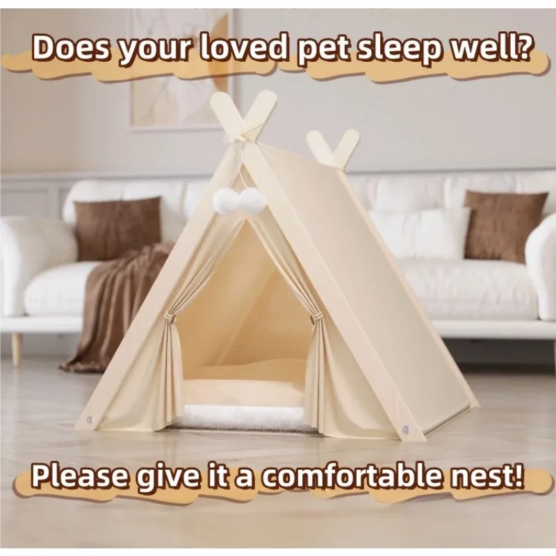Large Space Cat Tent Nest Portable Soft and Comfortable Foldable Cat Sleeping House with Thick Pad Washable Dog Tent Pet House