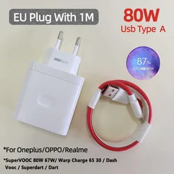 Enhanced Product Title: High - Speed 80W Charger Adapter with Type C SuperVooC Fast Charging Technology - 80W EU With 1m