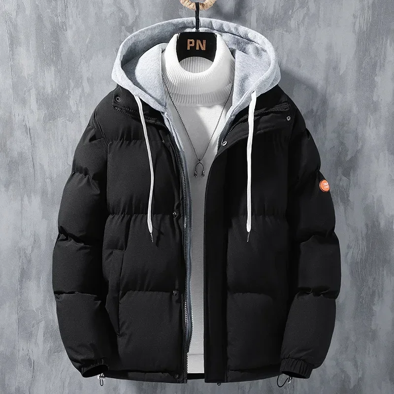 Cotton Padded Men's New Winter Trend, Handsome, Windproof, Cold Resistant, Warm and Loose Fitting Large Hooded Cotton Jacket