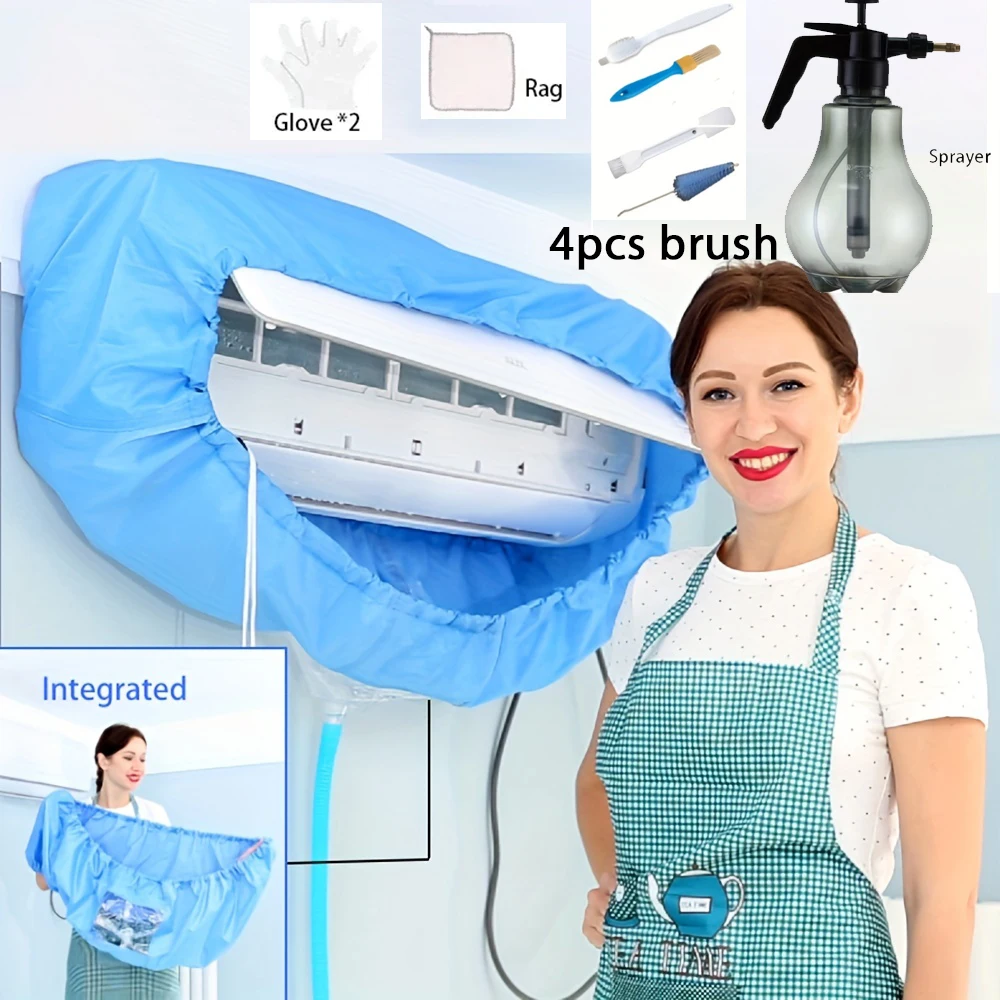 Housse Anti éclaboussure Climatiseur WOTEG Kit Nettoyage Climatiseur - Housse Lavage Étanche Fixation Murale Noire