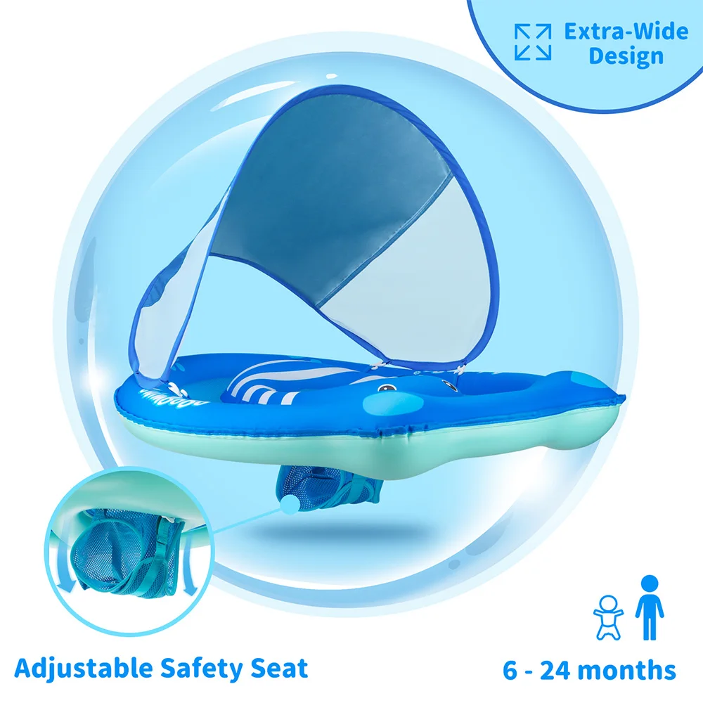 Swimbobo Inflatable Blue Bear Baby Swimming Rings Factory Price Product For Summer Kids Seat float Child Swim ring With Canopy swimming ring swimming pool float swimming float seat
