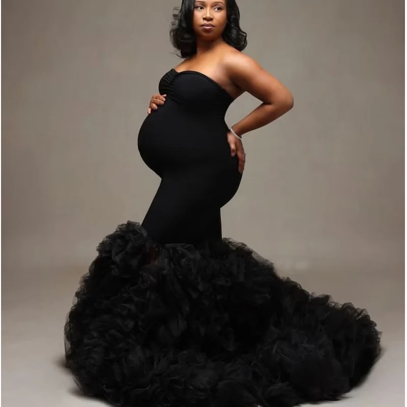 Mermaid Maternity Gown Off Shoulder Maternity Photoshoot Dress - Tulle Mermaid Baby Shower Gown With Detachable Sleeves Off Shoulder Pregnancy Dress Mermaid Maternity Gown Off Shoulder Maternity Photoshoot Dress - Tulle Mermaid Baby Shower Gown With Detachable Sleeves Off Shoulder Pregnancy Dress