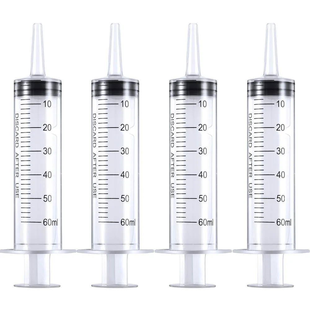 4 Pack 20ml 60ml Large Capacity Syringe Plastic Syringe Measuring Tool Pet Medicine Feeder