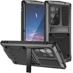 Durable Metal Shockproof Phone Case with Screen Protector & Stand - Galaxy S20+ (Black)