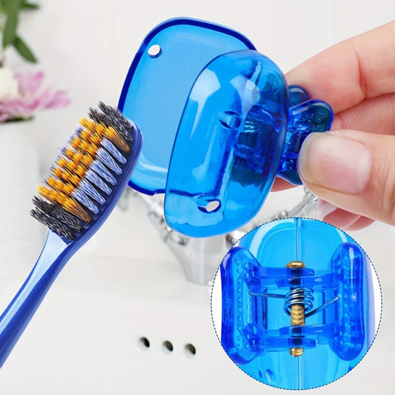 Travel Toothbrush Covers Head Toothbrush Cap Protector Brush Pod Case Protective Cap Portable Plastic Clip For Household Travel 2