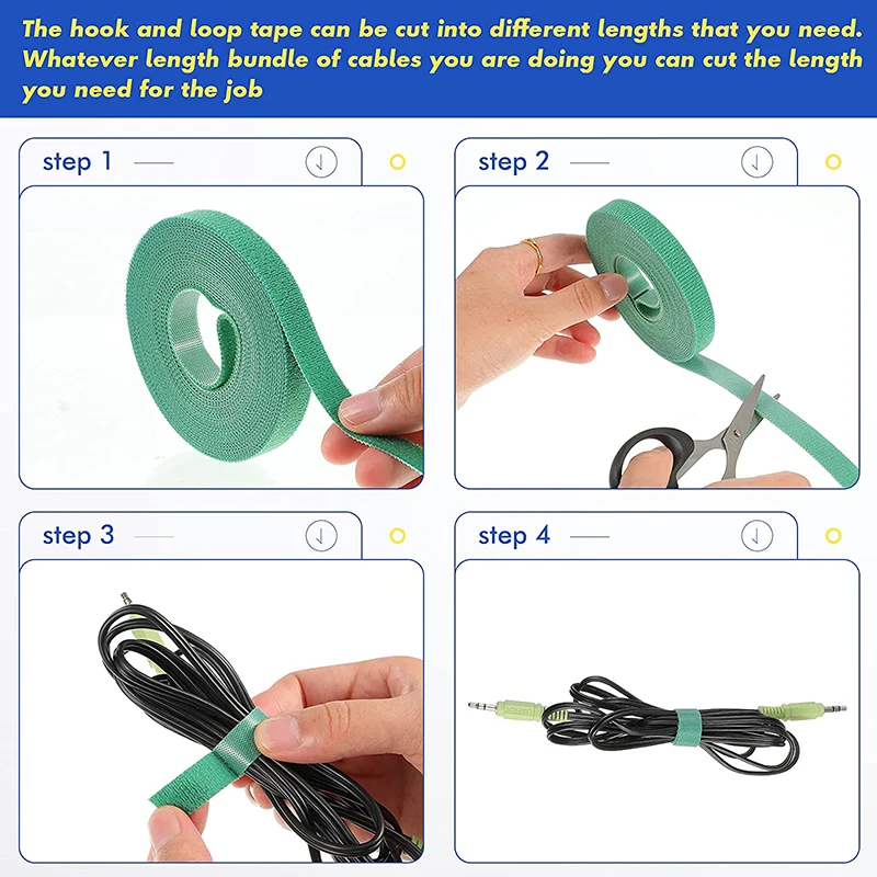 Fastening Tape 5M/Roll 10/15/20/25/30/50mm Reusable Double Side Hook Roll Hook and Loop Straps Wires Cords Organizer