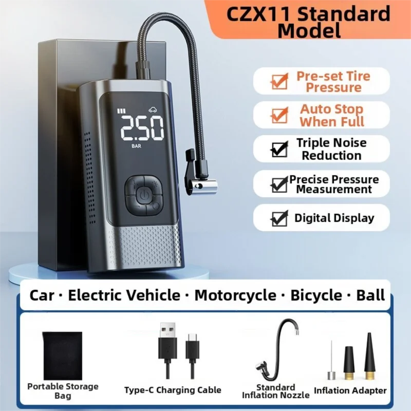 General Use Bicycle Air Pump with Pressure Gauge