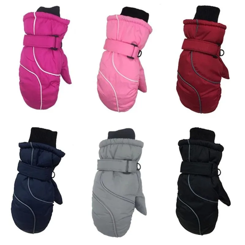 1 Pair Children's Ski Mittens Girls Boys Snow Warm Winter Gloves
