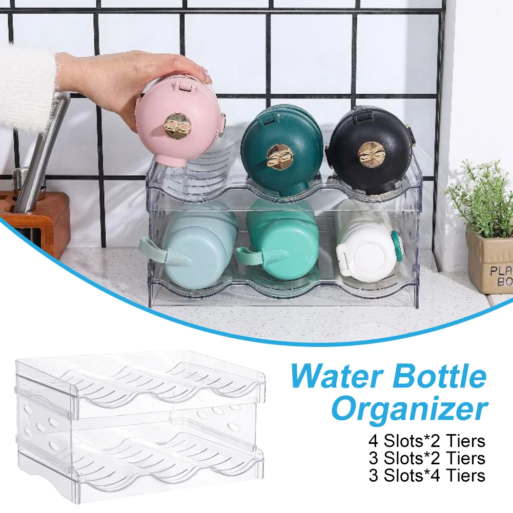 Water Bottle Organizer Stackable Plastic Tumbler Bottle Holder 2 Tier Wine  Bottle Storage Rack for Home Kitchen Pantry Cabinet - AliExpress