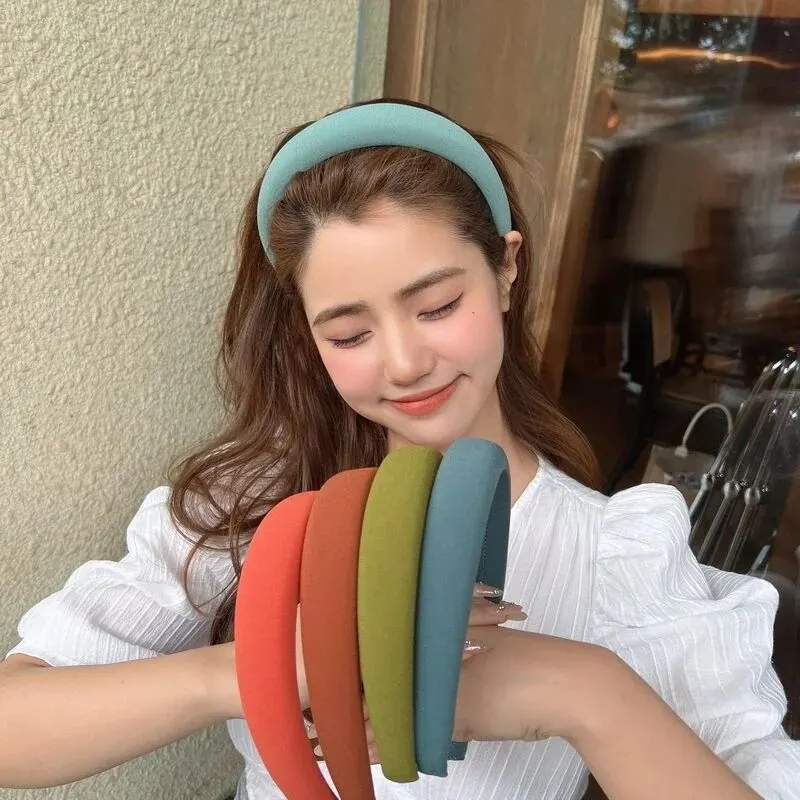 MacaronHairTiesFluffyHeadwearSummerSpongeHeadbandsHighCrown