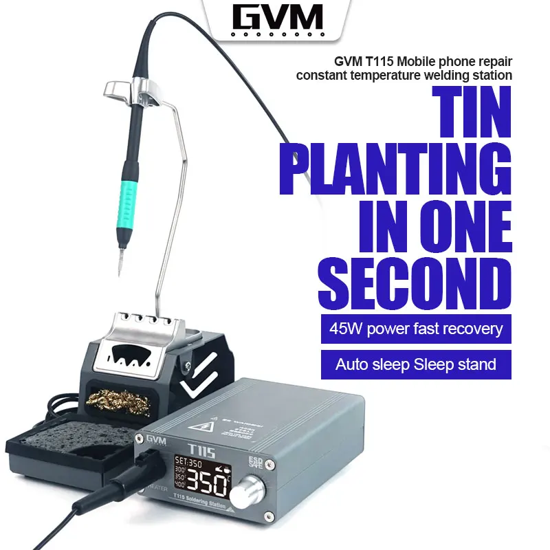 

NEW GVM T115 Constant Temperature Soldering Station Auto Sleep Quick Heating Micro Electronic Repair Welding Tools With C115 Tip