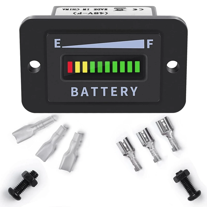 

2X Golf Cart Battery Meter 48V LED Battery Indicator Battery Gauge Battery Level Meter IP65 For Club Car,Fork Lifts