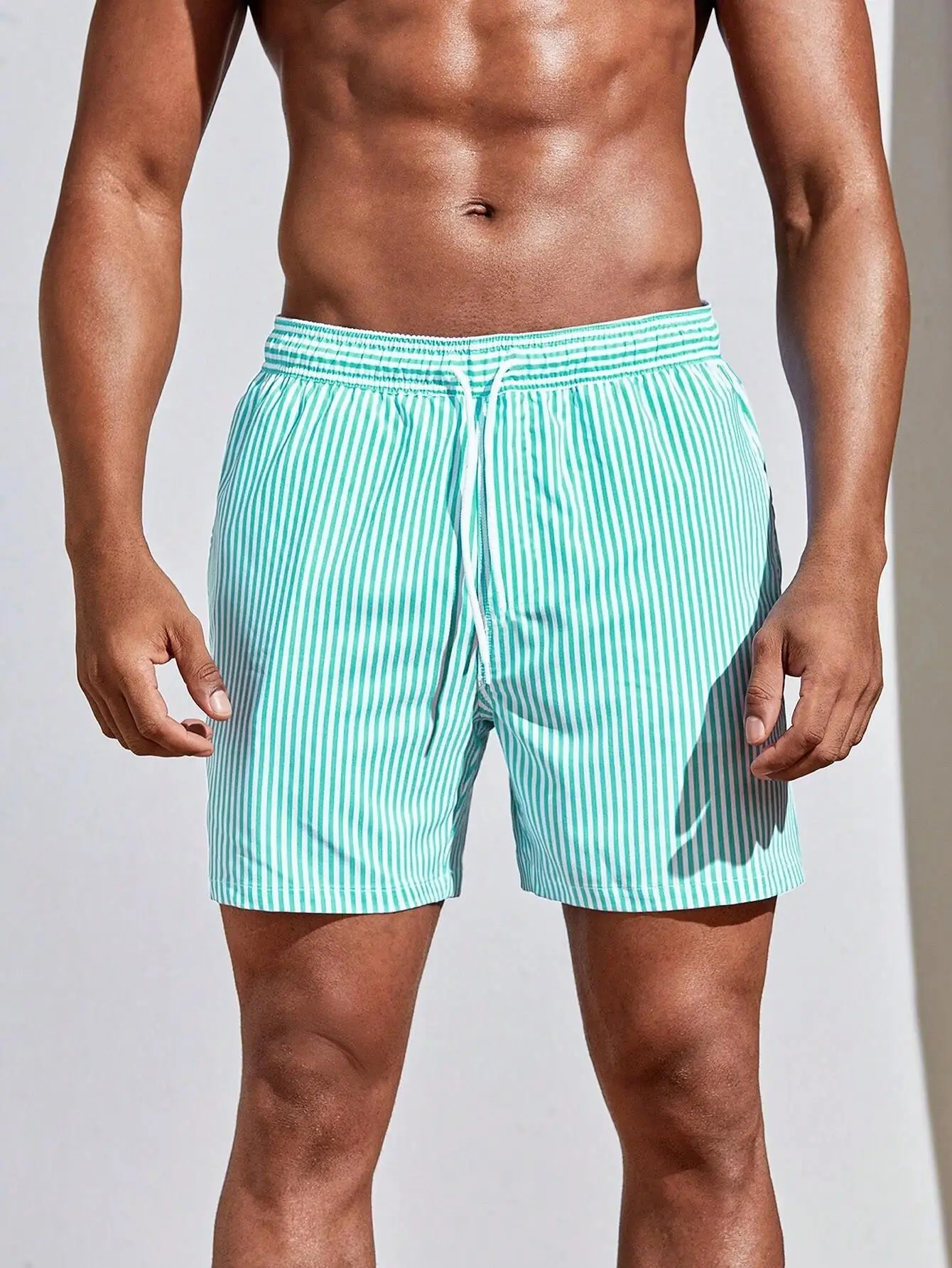 Funny 3D Stripe Print Male Shorts Summer Beach Vacation Swimming Shorts Fashion Drawstring With Pockets Gym Shorts Casual Shorts 3
