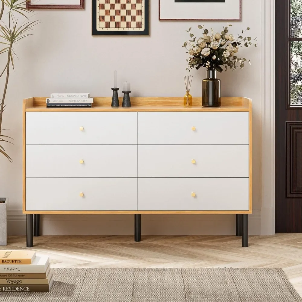 6-Drawer Natural Wood Dresser 5