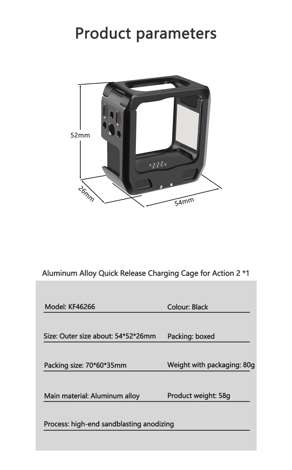 Magnetic Action Camera Cage For Action 2 Dual-screen Full Cage w/ Cold Shoe Mou