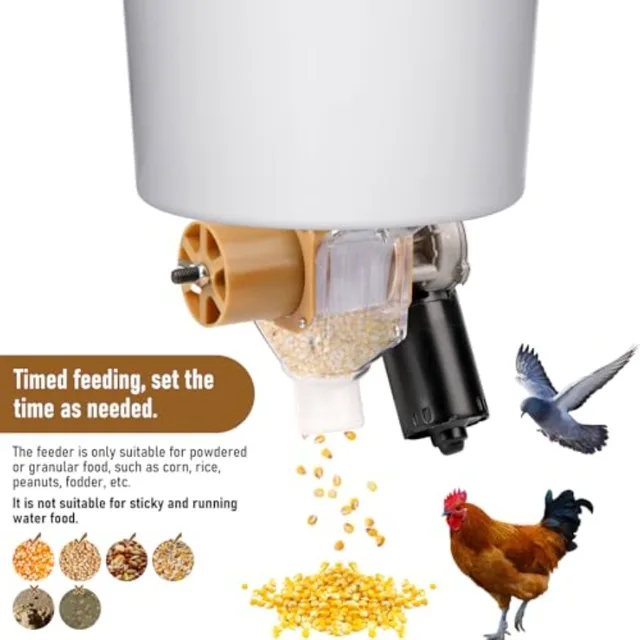 Automatic Chicken Feeder with Timer, 6 Groups of Timed and Fix-quantity Chicken Feeders No Waste and Duck Feeder for Chickens,