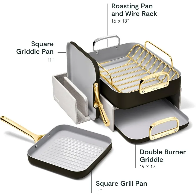 Caraway Square Cookware Set - Square Pans Set - Perfect for Griddling, Toasting, Searing, Roasting, and More 3