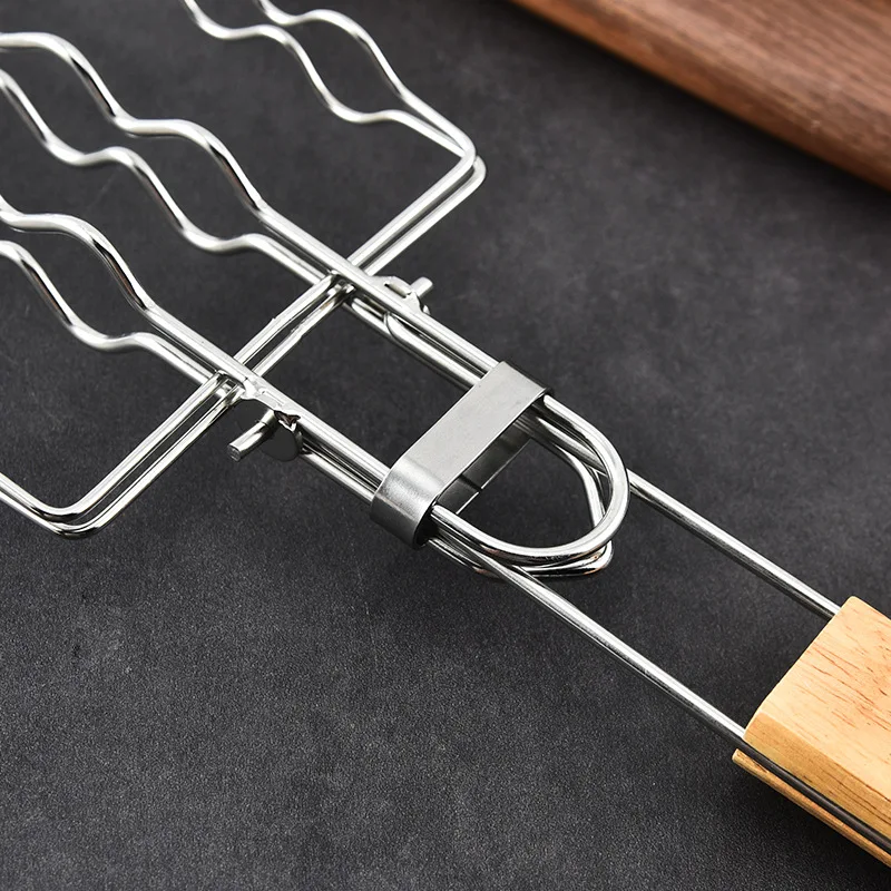 Wurschtgrill Mesh BBQ Tool 304 Edelstol Maisgrill eraushuelbar zesummeklappbar portabel Grill Mesh Clip Outdoor Picknick Barbecue_voghion.com