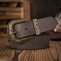 Hommes - Femmes - Western Denim - cuir pu - Ceinture - Jeans vintage avec ceinture à boucle sculptée florale 1