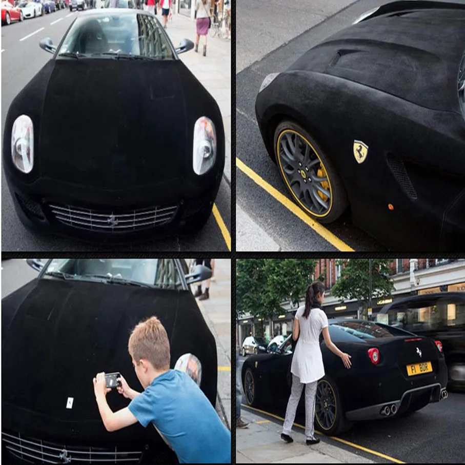 

152 см * 300 см Высококачественная Черная замшевая Автомобильная Вельветовая виниловая пленка автомобильные наклейки стикер как Натуральная Замшевая Ткань Материал бархатная пленка