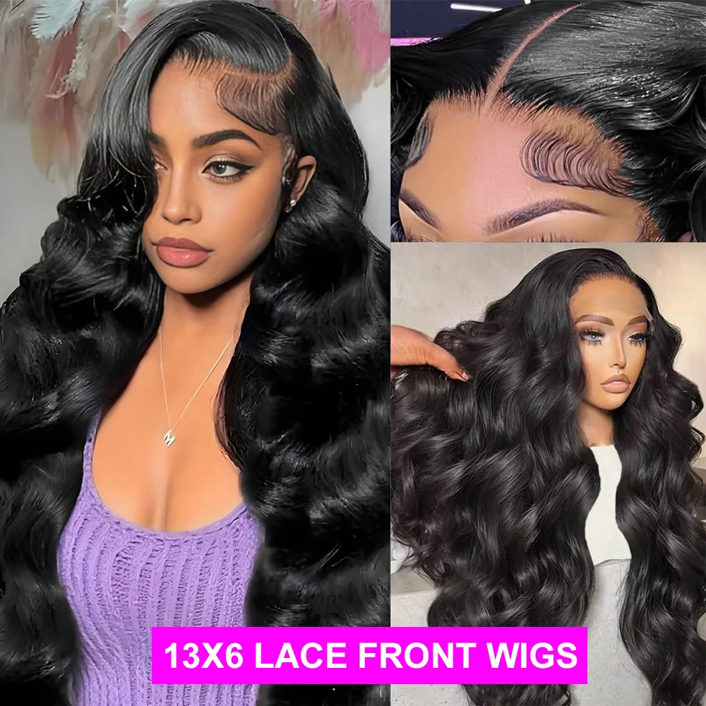 13x6 13x4 Body Wave Lace Front Wigs Human Hair Pre Plucked 200% Density HD Transparent Lace Frontal Wigs for Women 2