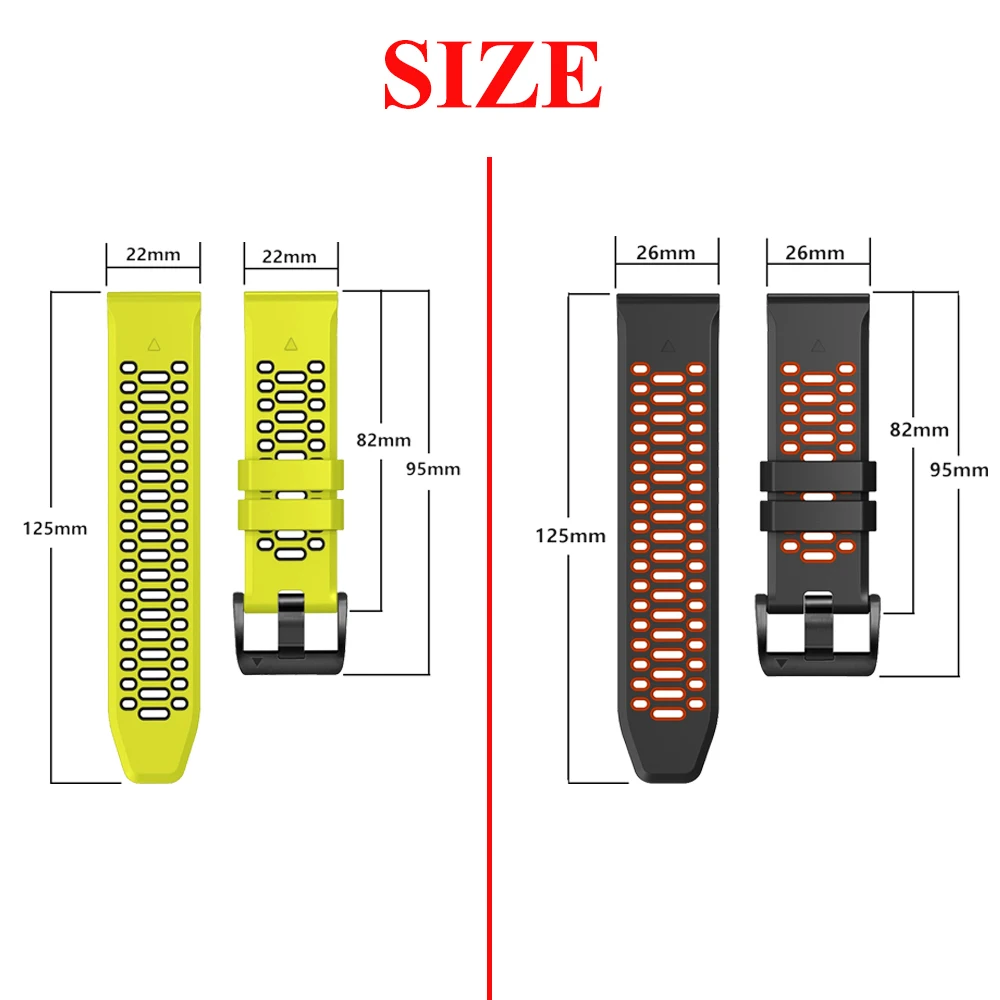 Quick Fit Silicone Strap - 22mm/26mm Adjustable Wristband Bracelet