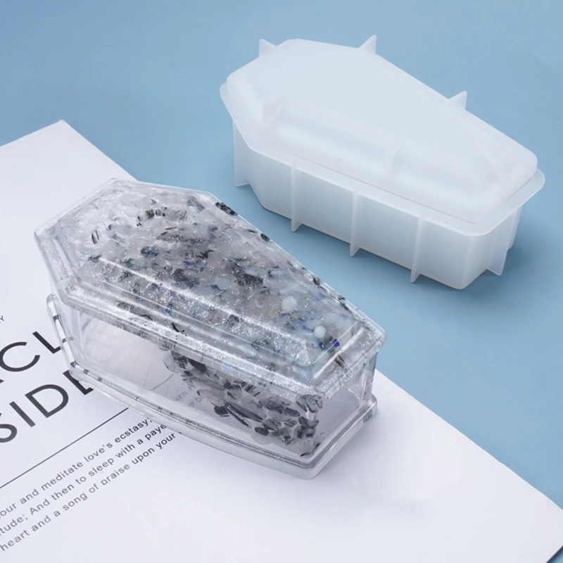 

Кристаллическая форма для эпоксидной смолы, ящик для хранения гроба на Хэллоуин, зеркало, силиконовая форма, сделай сам, для для