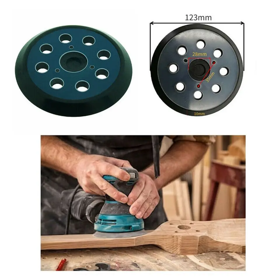 Platorello in fibra di diametro 123mm accessori per levigatrice orbale a strappo durevoli sostuibili universali per Maka M9204 743081-8  1420