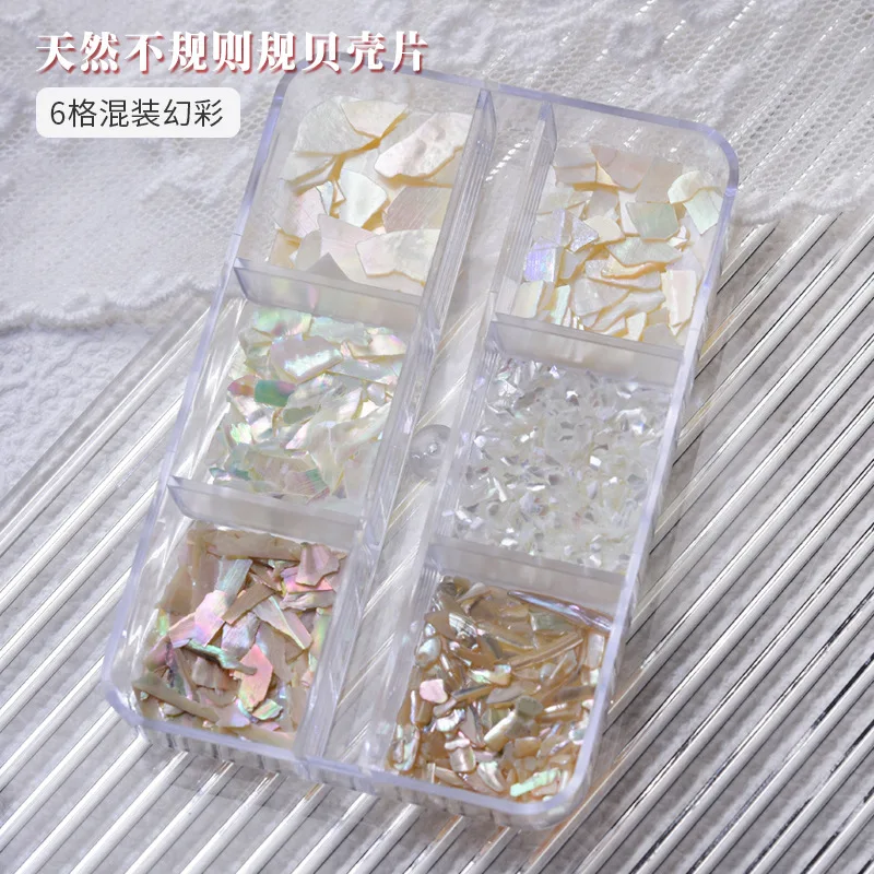 무지개 빛깔 반짝이 불규칙 쉘 플레이크 오로라 전복 플레이크 네일 참, 3D 스파클링 쉘 조각, 스팽글 네일 장식 *, 1 박스
