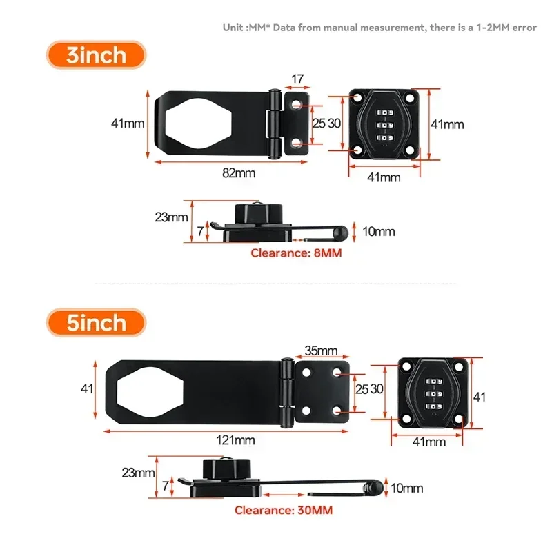 Combination Padlock 3 Digit Household Security Cabinet Keyless Drawer Zinc Alloy