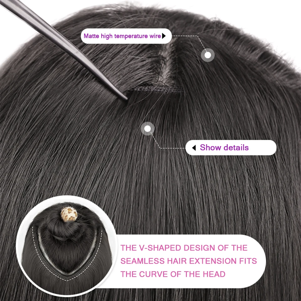 Extensiones de Cabello sintético, pelo postizo sintético, largo, marrón y negro, accesorios de horquilla de una pieza