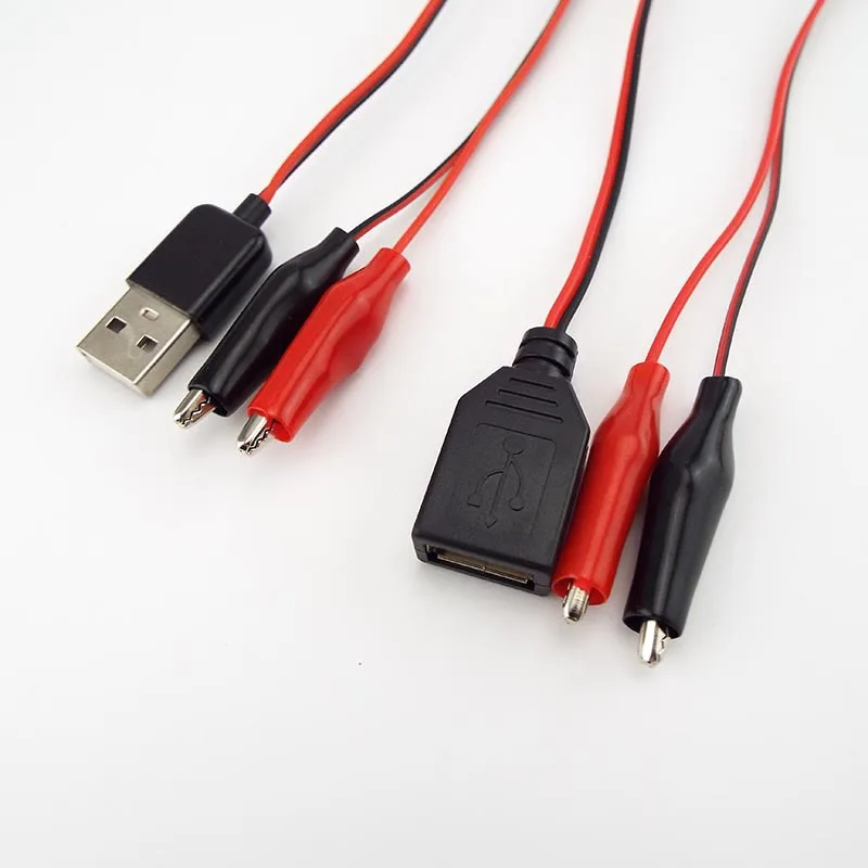 Alligator Clips 60cm Alligator Test Clips Clamp to USB Male Female Connector Cable