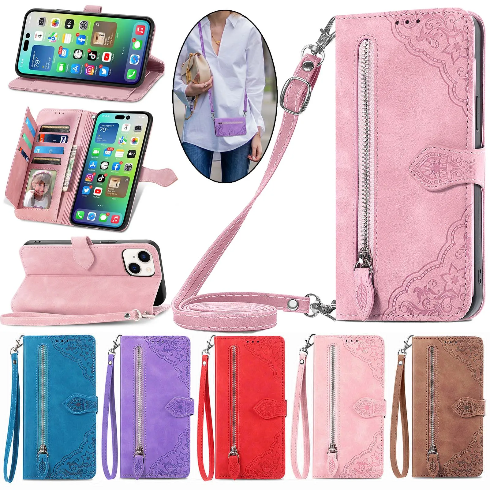 

Zipper Leather Flip Wallet Case For Xiaomi Redmi Note 12 Turbo 12S 12 Pro 11 11S 10 10S 10T 9 9S 9T 12C 10A 10C 9A 9C Back Cover