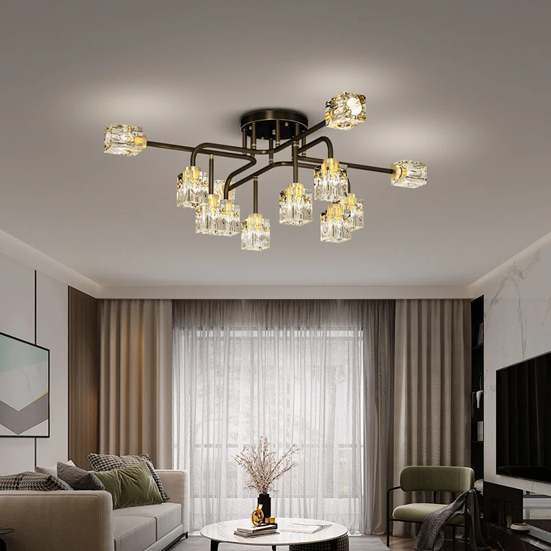 

YUNYI Full Copper Living Room Ceiling Lamp Nordic Modern Light Luxury Hall Bedroom Dining Room Crystal Lamp