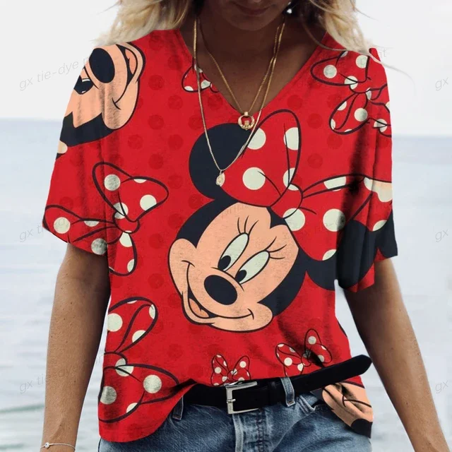 Camiseta Estampada Blusa De Mickey Mouse Para Mujer Blusa Mickey