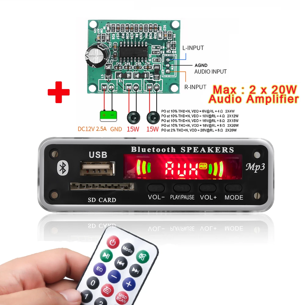 KEBIDU Wireless Bluetooth 5V 12V MP3 WMA Decoder Board Audio Module Support USB SD AUX FM Audio Radio Module For Car accessories mp3 player bluetooth