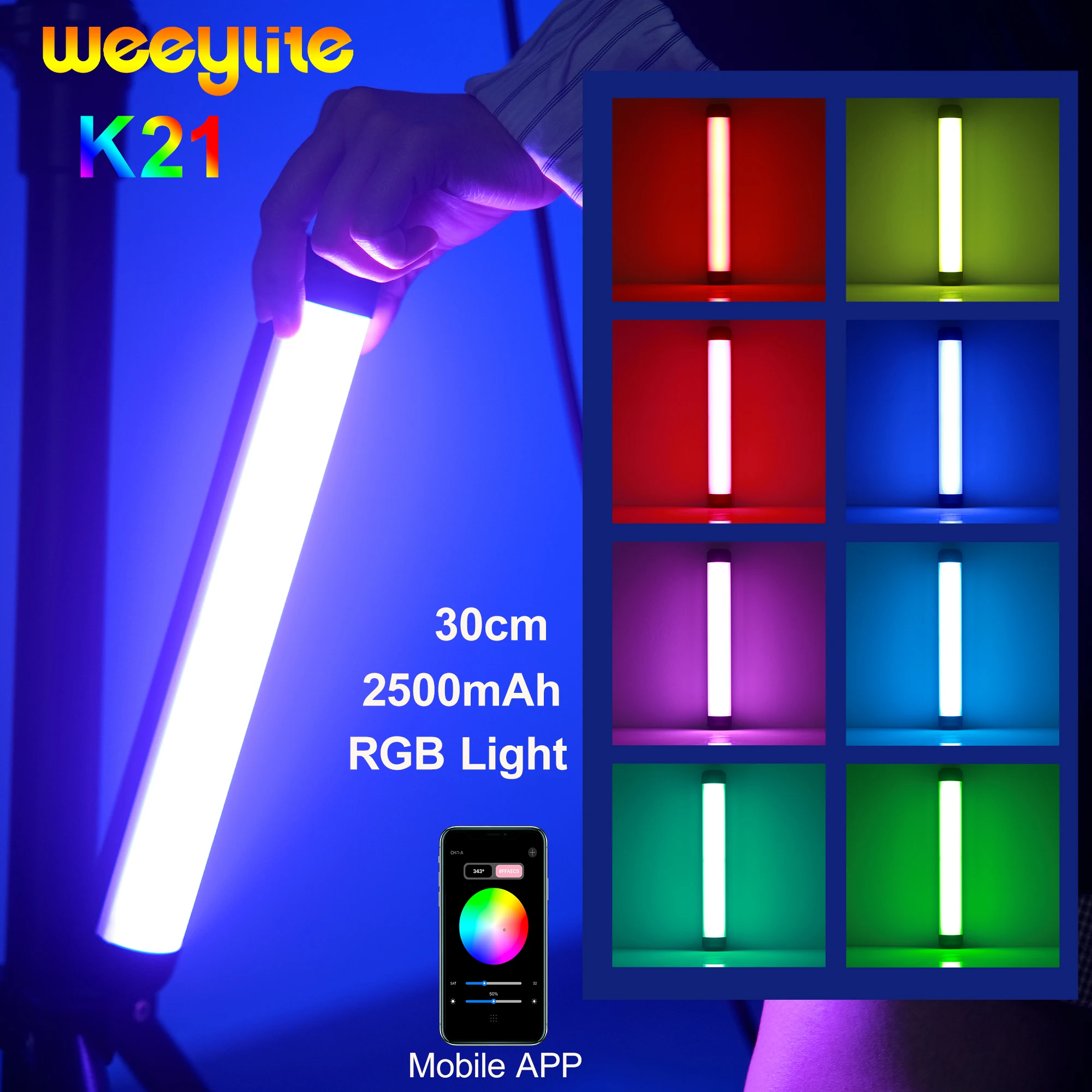 Weeylite K21 Full Color Handheld 2500K~8500K RGB LED Light Stick For T